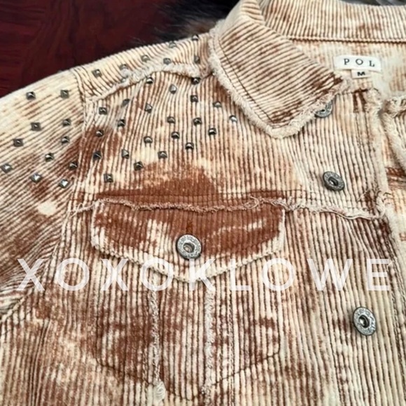 POL Golden Tan Vintage Washed Studded Corduroy Jacket Relaxed Fit - Picture 14 of 16